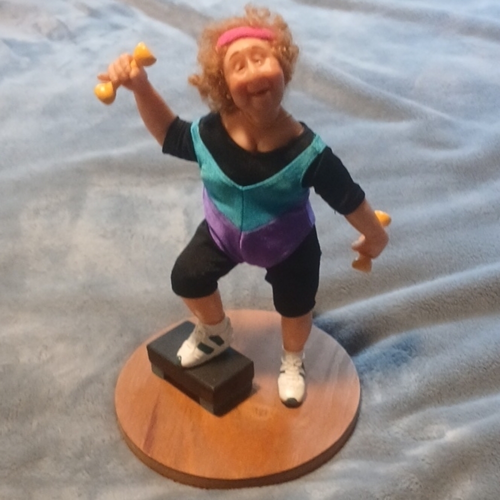 Aerobics Action Figurine Toy in Teal, Purple and Pink